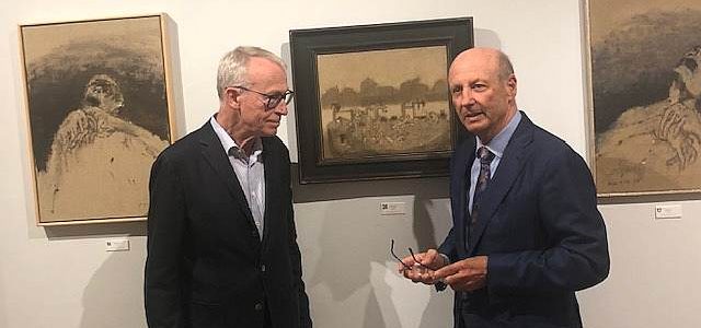 Gallery owner Wilfried Magnet and art collector Siegbert Metelko at a music exhibition in New York