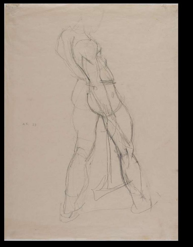 Anton Kolig, Male Nude, Walking with Harke, 1923