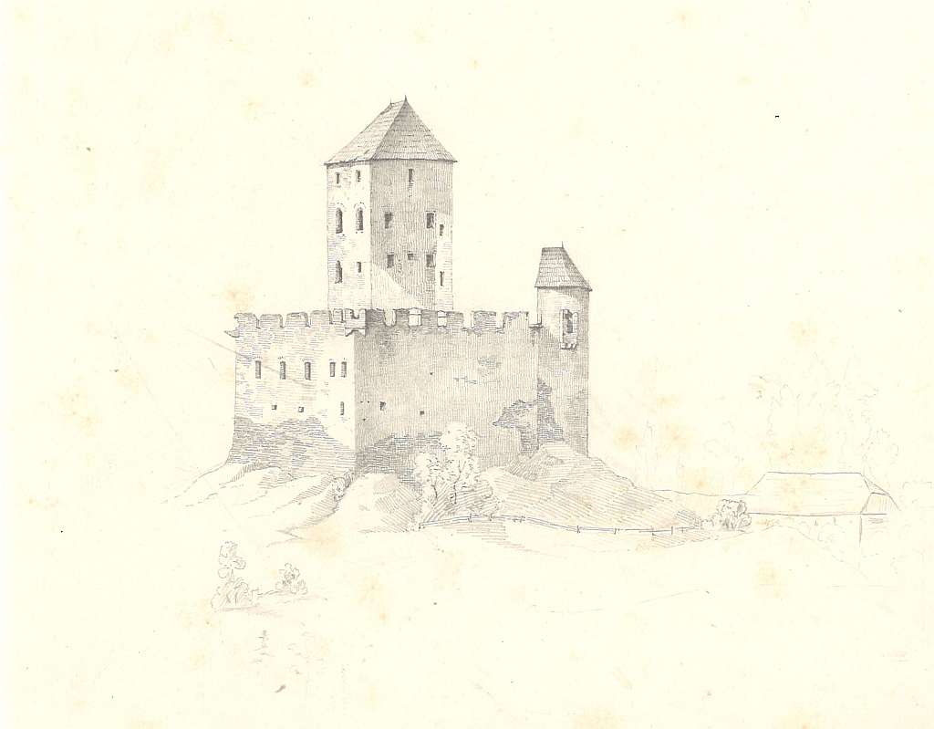 Markus Pernhart, Hohenburg castle ruins near Rosenberg Pencil, 28x32cm