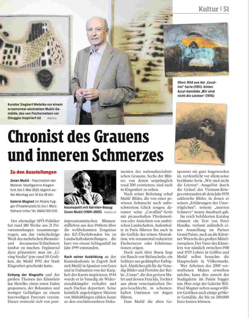 Zoran Music in Klagenfurt - Siegbert Metelko in der Kleinen Zeitung