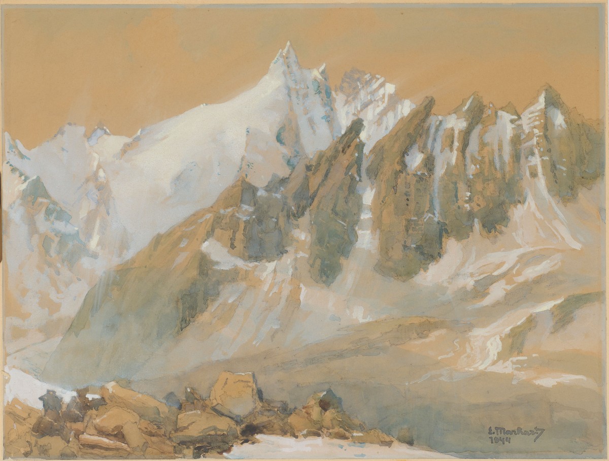 Eduard Manhart, Grossglockner to the west, gouache, 35x46cm, signed, dated