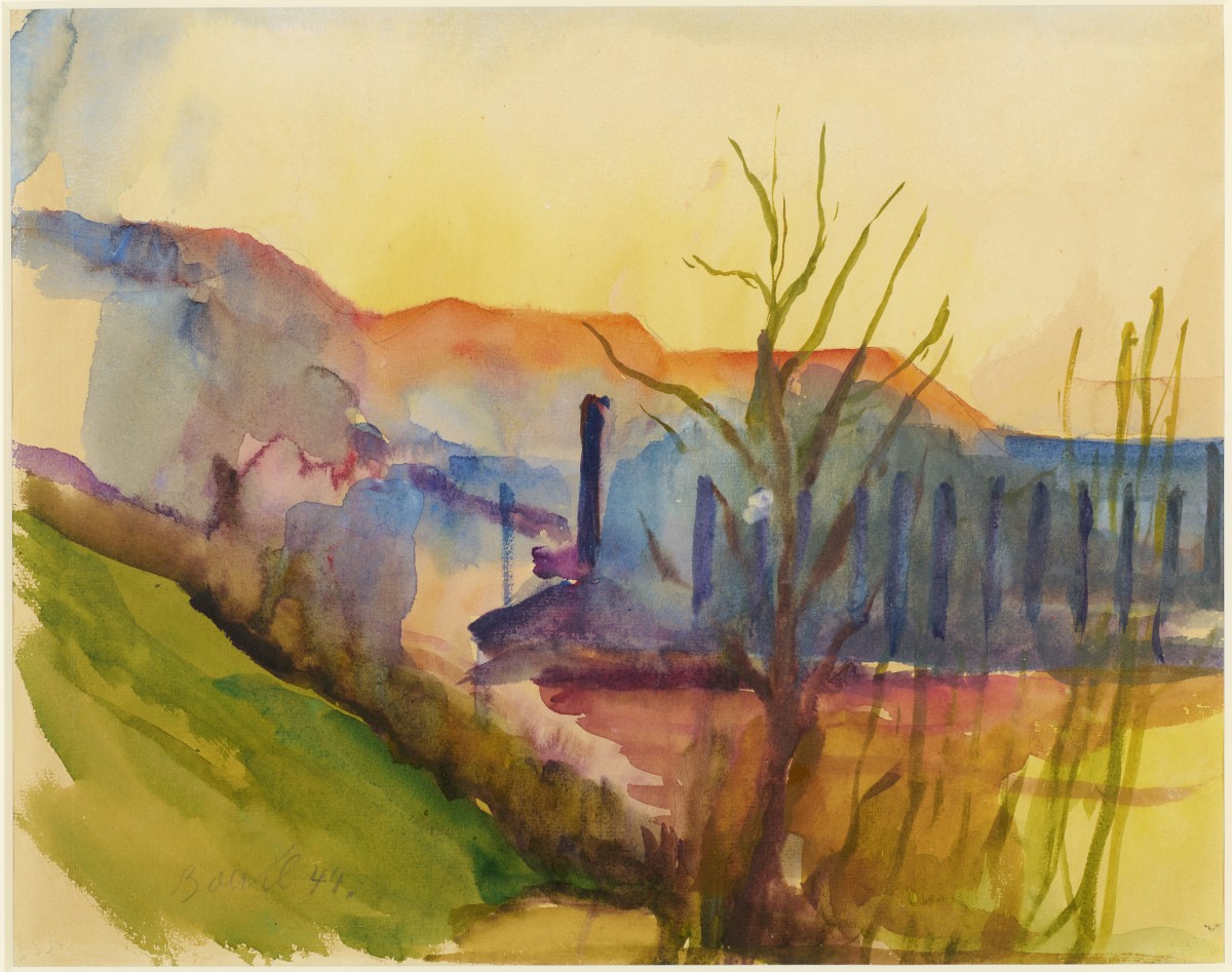 Herbert Boeckl (1894-1966), Kärntner Landschaft, 1944, Gouache 33x42cm, signiert und datiert, Bestätigung Leonore Boeckl
