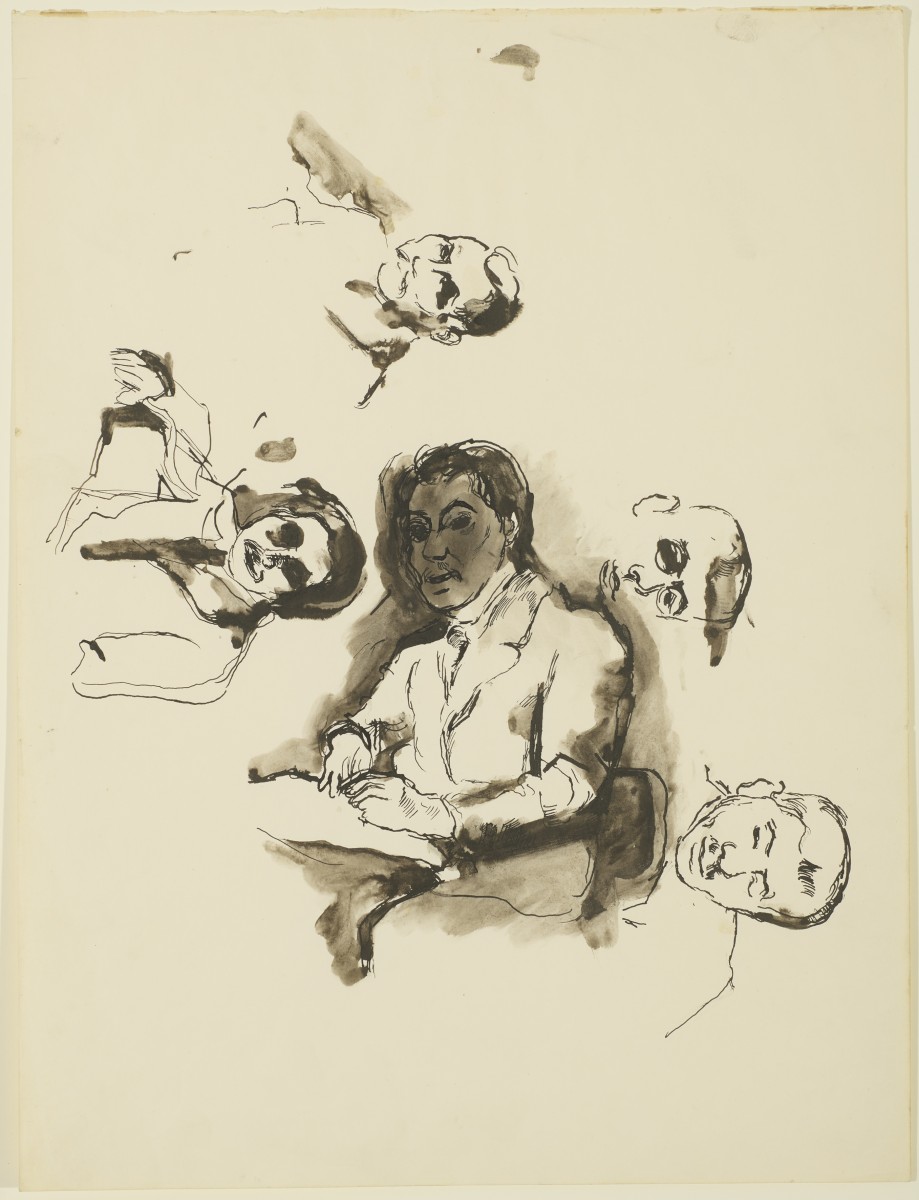 Herbert Boeckl (1894-1966), Portraitstudien mit Selbstportraits, 1927, Tusche laviert, 58 x 44, rückseitig (best.) Maria Boeckl, Sammlung Leopold II