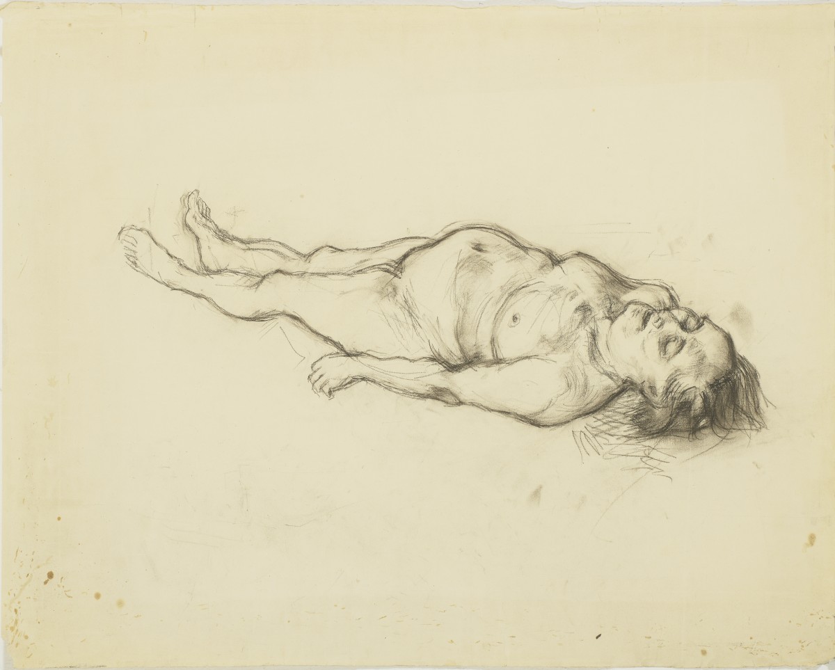 Herbert Boeckl (1894-1966), Zeichnung zur Anatomie, 1931, Kohle schwarze Kreide, 48 x 61, Sammlung Leopold II