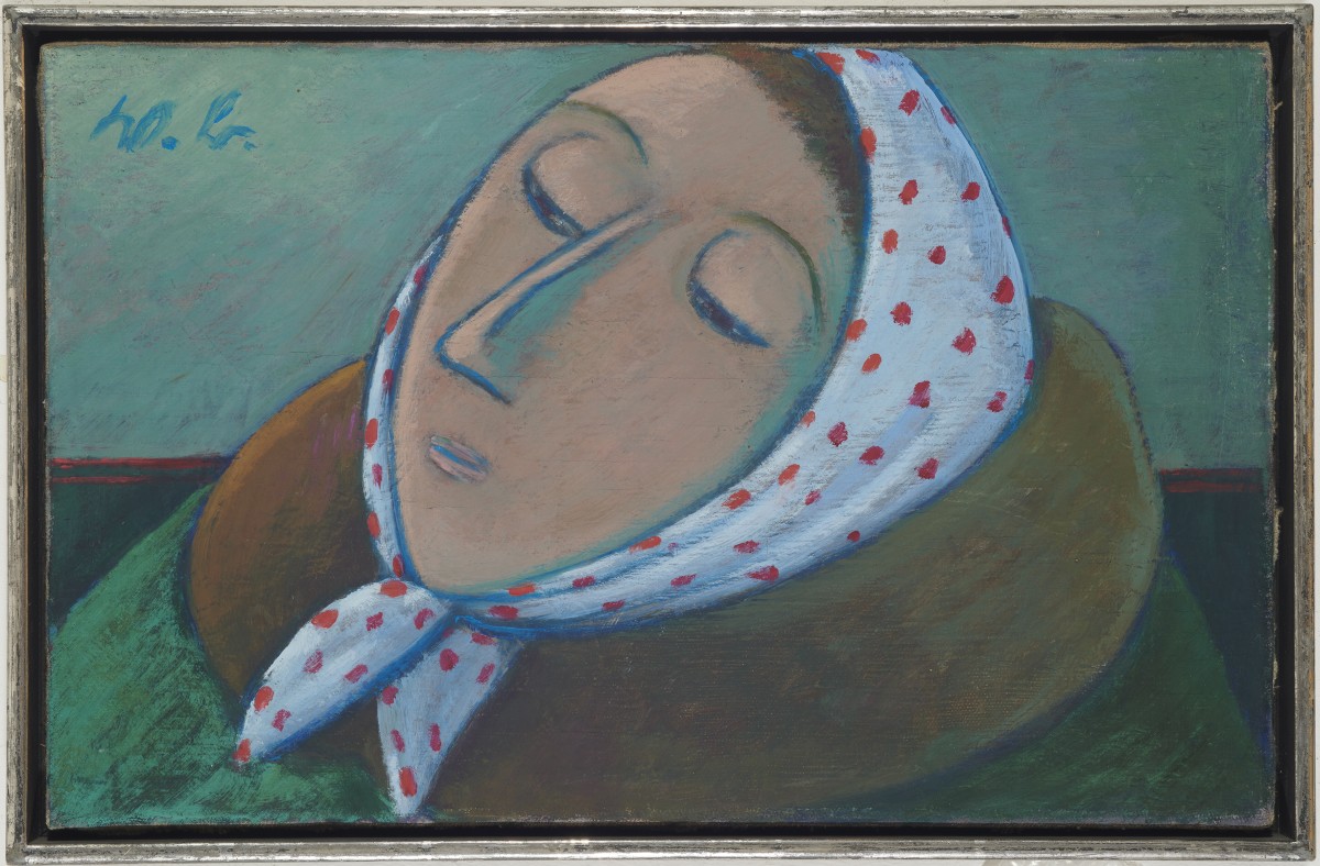 Werner Berg (1904-1981), woman with headscarf, 1967, oil on canvas, 35x55cm, signed WVWB 794
