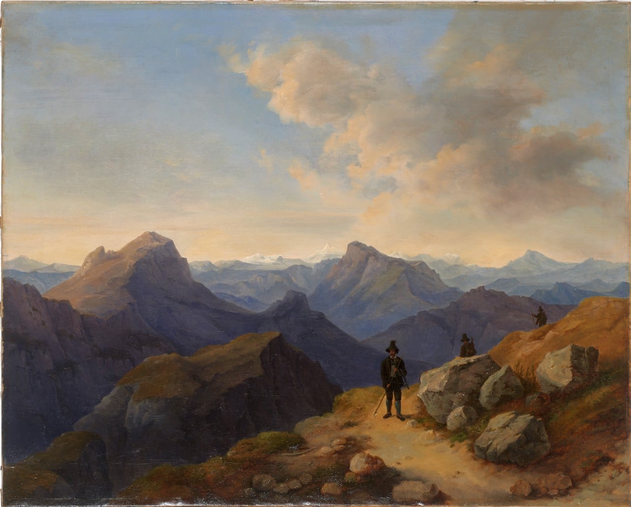 Markus Pernhart (1824-1871), Auf der Gamsjagd in den Alpen, oil on canvas, 64x79cm