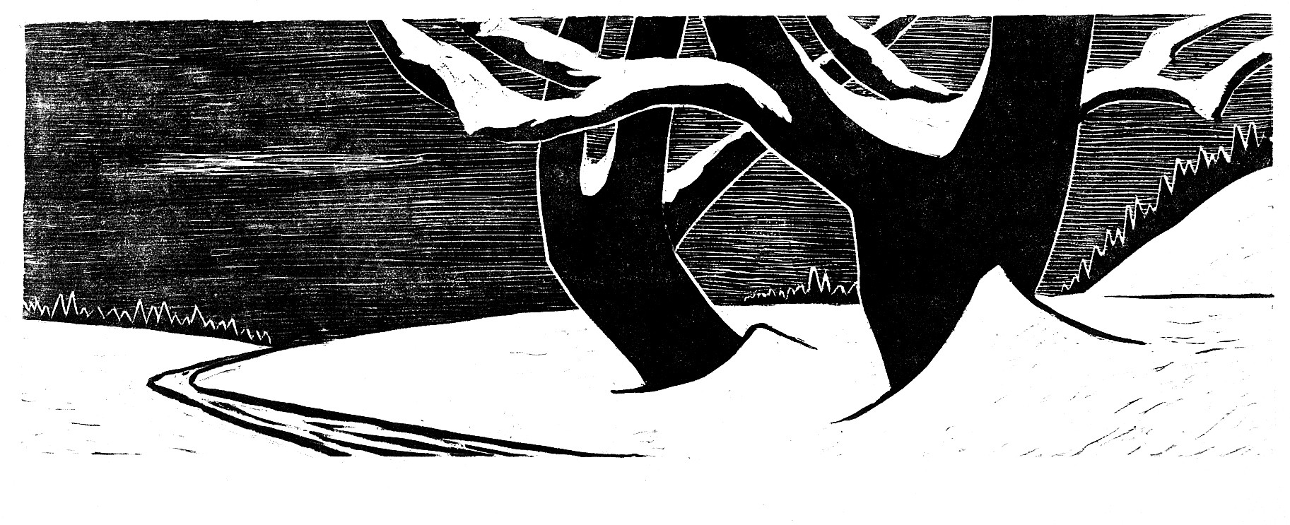 Werner Berg, Schnee, 1981, woodcut, 22x61cm, signed and titled, WVWB 538