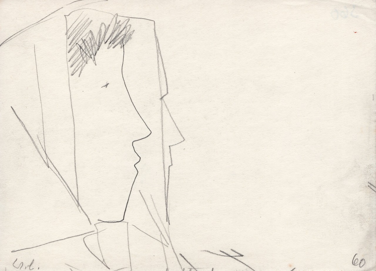 Werner Berg (1904-1981), Zwei Frauen im Profil, 1960, Bleistift, 15 x 20,7cm, signiert und datiert