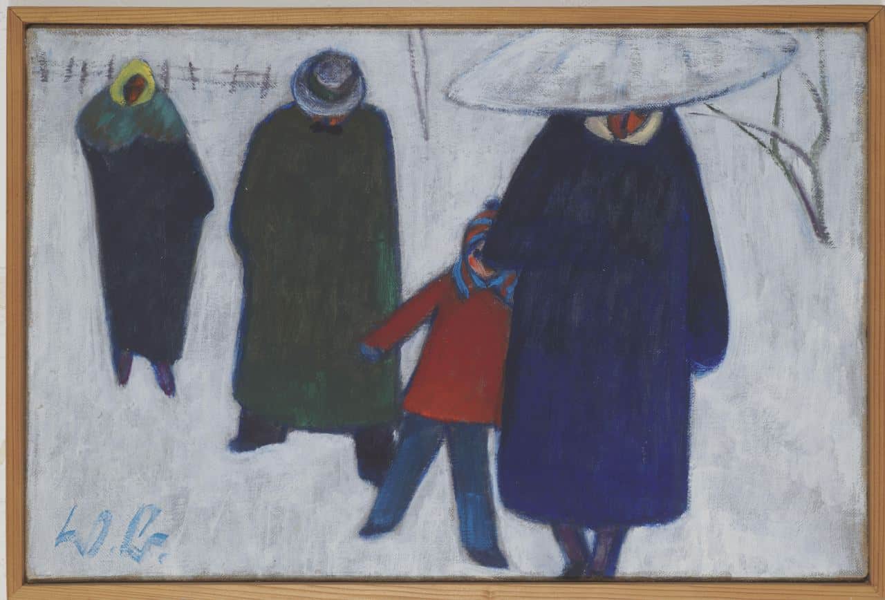Werner Berg (1904-1981), Bei Schneefall unterwegs, 1974, Öl auf Leinwand, 35 x 55 cm, signiert, WVWB 976